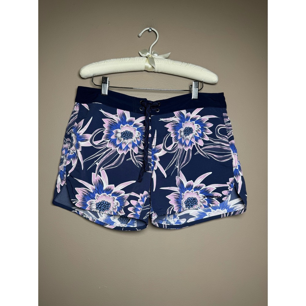 Patagonia Womens Wavefarer Boardshorts 5in Floral Navy Blue 76598 Size 10